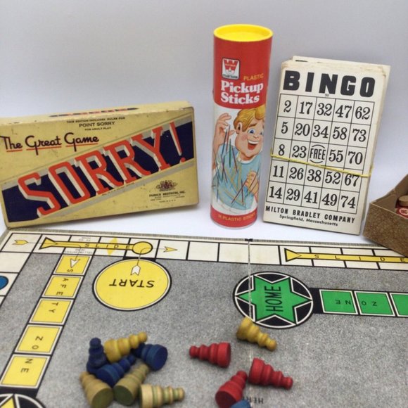 Sorry! Game Vintage The Great Game lot parker Brothers Pick Up Sticks Bingo - Picture 6 of 8